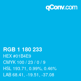 カラーコード: RGB 1 180 233 | qconv.com