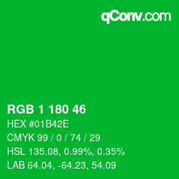Color code: RGB 1 180 46 | qconv.com