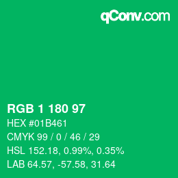 Color code: RGB 1 180 97 | qconv.com