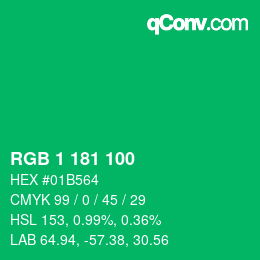 カラーコード: RGB 1 181 100 | qconv.com