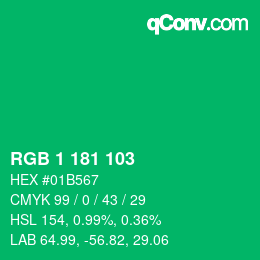 カラーコード: RGB 1 181 103 | qconv.com