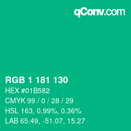Color code: RGB 1 181 130 | qconv.com
