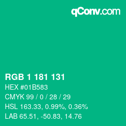 Color code: RGB 1 181 131 | qconv.com