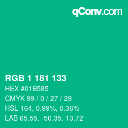 Color code: RGB 1 181 133 | qconv.com