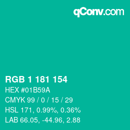 Color code: RGB 1 181 154 | qconv.com