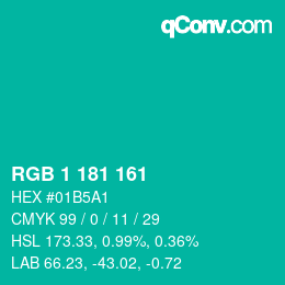 Color code: RGB 1 181 161 | qconv.com