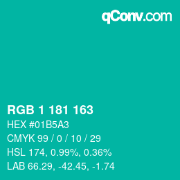 Color code: RGB 1 181 163 | qconv.com