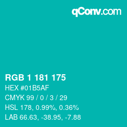 Color code: RGB 1 181 175 | qconv.com