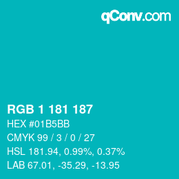 Color code: RGB 1 181 187 | qconv.com