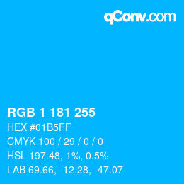 カラーコード: RGB 1 181 255 | qconv.com