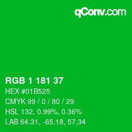 カラーコード: RGB 1 181 37 | qconv.com