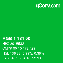 Color code: RGB 1 181 50 | qconv.com