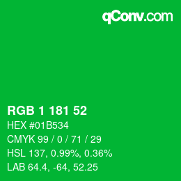 Color code: RGB 1 181 52 | qconv.com