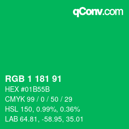 カラーコード: RGB 1 181 91 | qconv.com