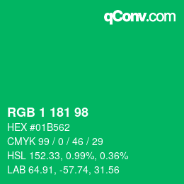 Color code: RGB 1 181 98 | qconv.com