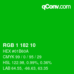 Color code: RGB 1 182 10 | qconv.com