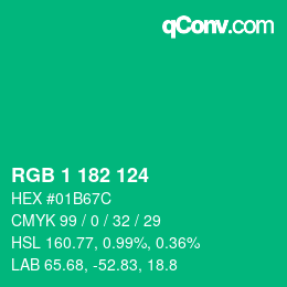 Color code: RGB 1 182 124 | qconv.com