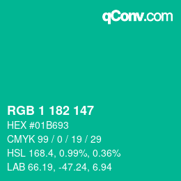 Color code: RGB 1 182 147 | qconv.com