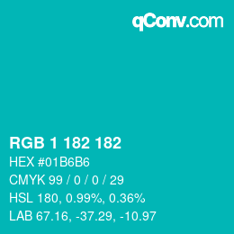 Color code: RGB 1 182 182 | qconv.com