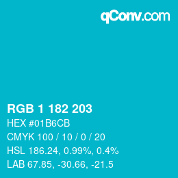 Farbcode: RGB 1 182 203 | qconv.com