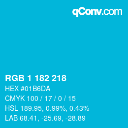 Color code: RGB 1 182 218 | qconv.com