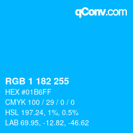 Color code: RGB 1 182 255 | qconv.com