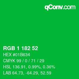 Color code: RGB 1 182 52 | qconv.com