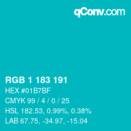 Color code: RGB 1 183 191 | qconv.com
