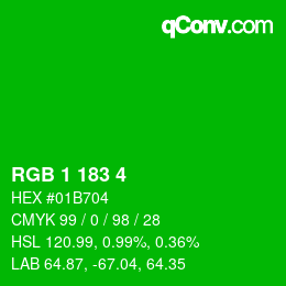 颜色代码: RGB 1 183 4 | qconv.com