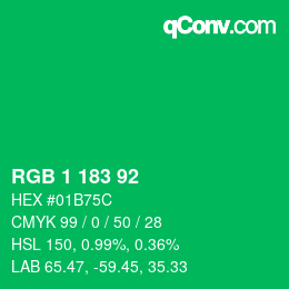 颜色代码: RGB 1 183 92 | qconv.com