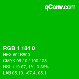 Color code: RGB 1 184 0 | qconv.com