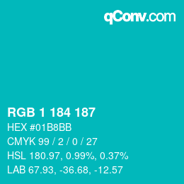 カラーコード: RGB 1 184 187 | qconv.com