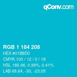 Color code: RGB 1 184 208 | qconv.com