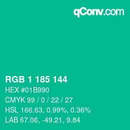 カラーコード: RGB 1 185 144 | qconv.com