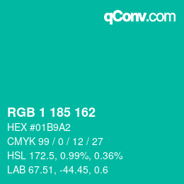 カラーコード: RGB 1 185 162 | qconv.com