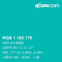 Color code: RGB 1 185 178 | qconv.com