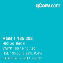 Color code: RGB 1 185 203 | qconv.com