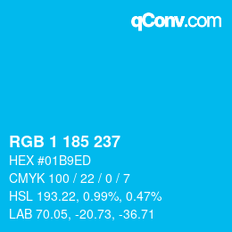 カラーコード: RGB 1 185 237 | qconv.com
