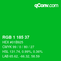Color code: RGB 1 185 37 | qconv.com
