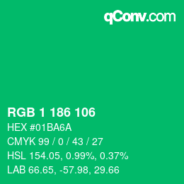 Color code: RGB 1 186 106 | qconv.com