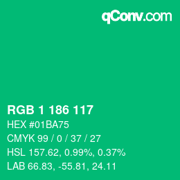 Color code: RGB 1 186 117 | qconv.com