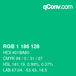 Color code: RGB 1 186 128 | qconv.com
