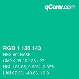 Color code: RGB 1 186 143 | qconv.com