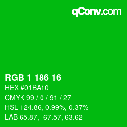 Color code: RGB 1 186 16 | qconv.com