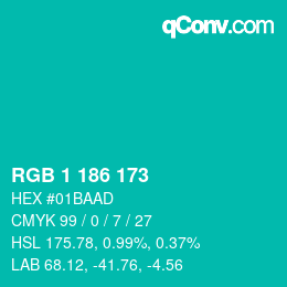 Color code: RGB 1 186 173 | qconv.com
