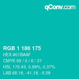 Color code: RGB 1 186 175 | qconv.com