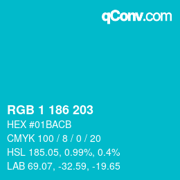 Color code: RGB 1 186 203 | qconv.com