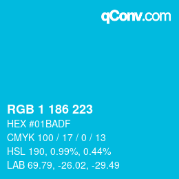 Color code: RGB 1 186 223 | qconv.com