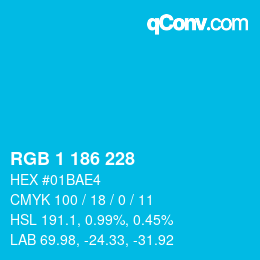 Color code: RGB 1 186 228 | qconv.com