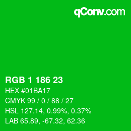 Color code: RGB 1 186 23 | qconv.com